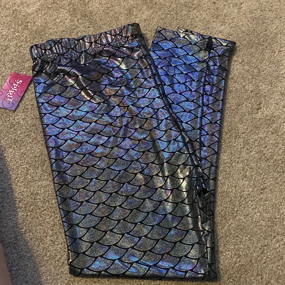 Fluorescent rainbow scale leggings (costume)